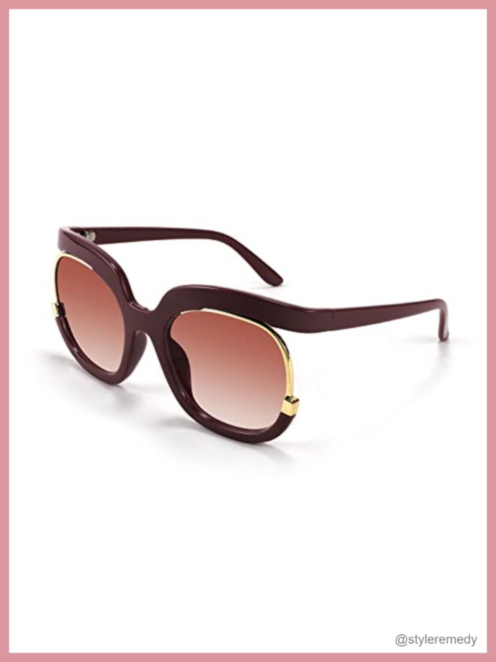 Retro Oversized Sunglasses UV400 Half-Metal Frame Women Wrap Around - Picture 1 of 6
